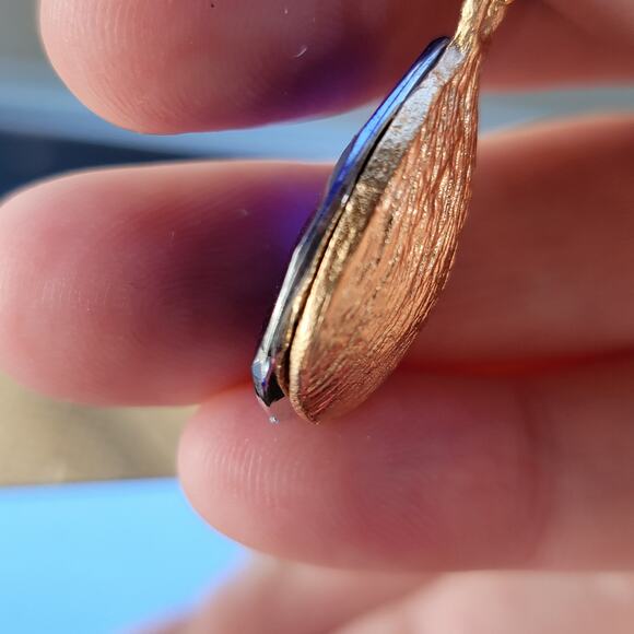 Blue Teardrop Crystal Earrings with Gold-Tone Backing - Picture 7 of 10